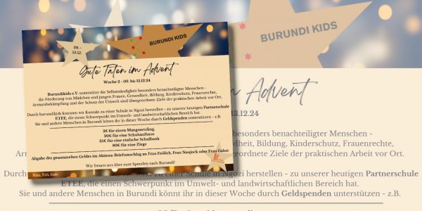 Gute Taten im Advent - Woche 2 vom 09. - 13.12.24